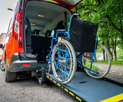 a wheelchair on a van