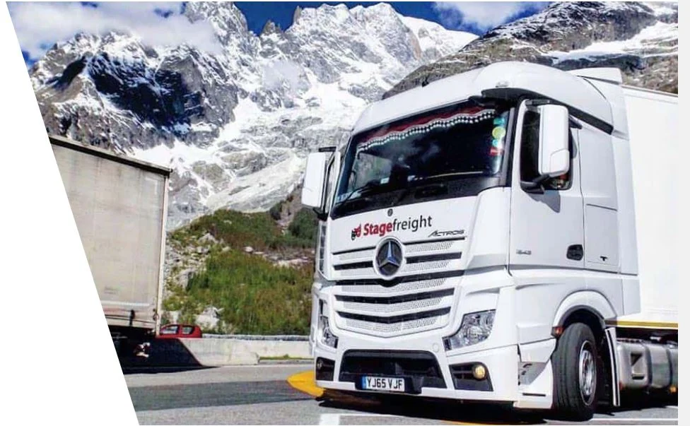 a white truck on the road